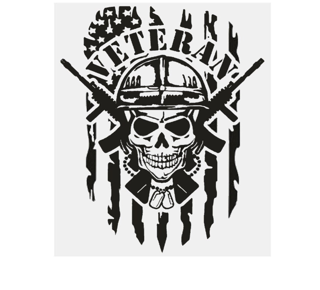 Veteran Decal, Veteran Sticker, Military Decal, Military Sticker, Veteran Skull Decal, Military Skull Decal, Veteran Skull Sticker, Skull