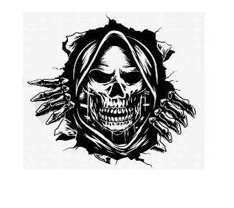 Skull Decal, Skull Sticker, Grim Reaper Hood Graphic, Grim Reaper Hood Decal, Grim Reaper Sticker, Grim Reaper Auto