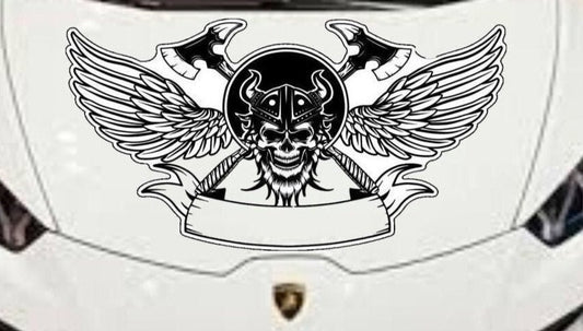 Viking Skull Decal, Scandinavian Skull Decal, Norse Skull Decal, Viking Skull Sticker, Norse Skull Sticker, Viking Hood Graphic Customizable