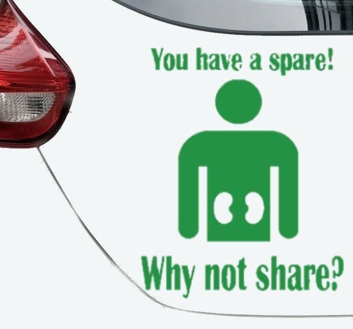 “You Have a Spare! organ donor awareness vinyl car window decal, green 9‑inch width, die‑cut with no background.