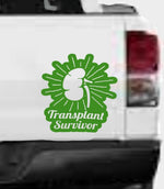 “Kidney Transplant Survivor" vinyl car window decal, white, 10‑inch width, die‑cut with no background