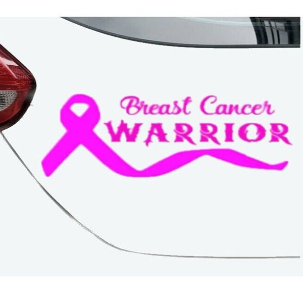 Pink feather‑ribbon awareness decal for car or wall, 20‑inch width, die‑cut”