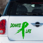 Donate Life vinyl decal in green, die cut, no background