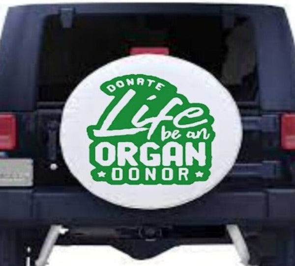 “Donate Life — Be an Organ Donor vinyl car window decal, white, 11‑inch width”