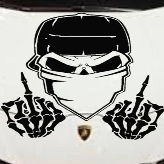 Skull with Middle Fingers Auto Accent Decal, Skulls Car Vinyl, Skull middle finger Car Decal ,Hot Car Decal, Skeleton Decal Skull Bandit