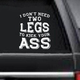 Amputation awareness vinyl car decal, white, 10‑inch height on rear window”