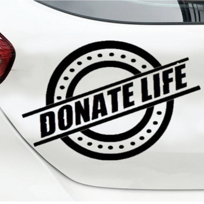  Donate Life organ donor vinyl car window decal, white, 9‑inch width”
