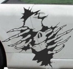 Black matte skull square wall decal, 29×29, high‑contrast silhouette on smooth painted wall