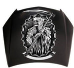 Grim Reaper vinyl car/wall decal, white, 22×31 on hood.  die‑cut with no background”