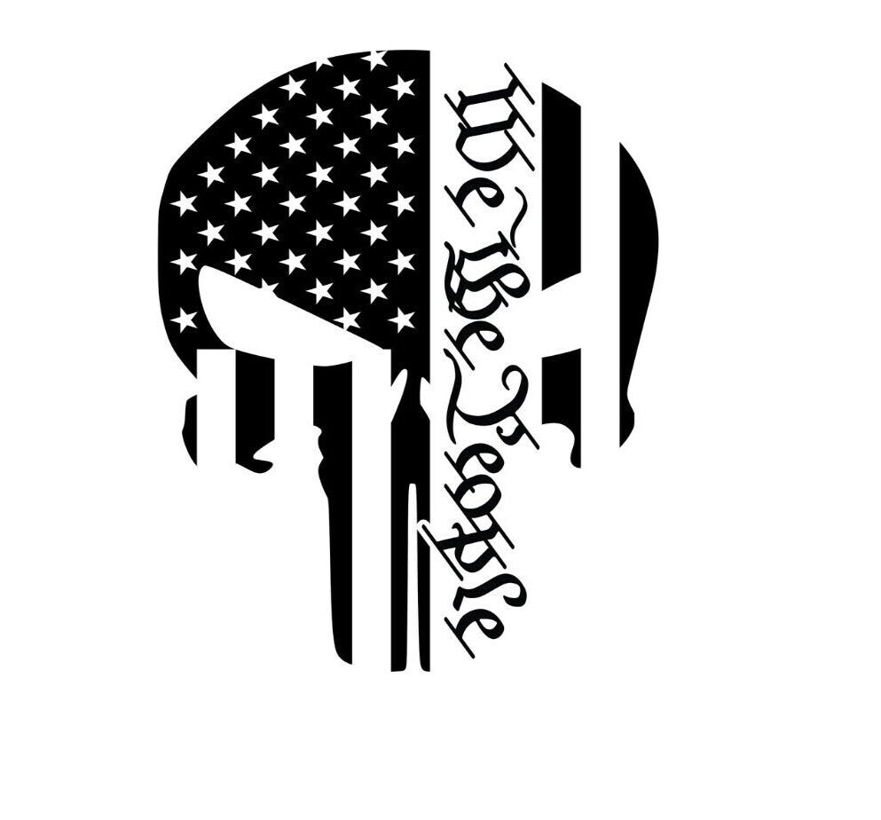 Punisher Skull with American Flag, Skull w American Flag Sticker, Skull Decal, Punisher w flag, American Flag Decal, American Flag Sticker