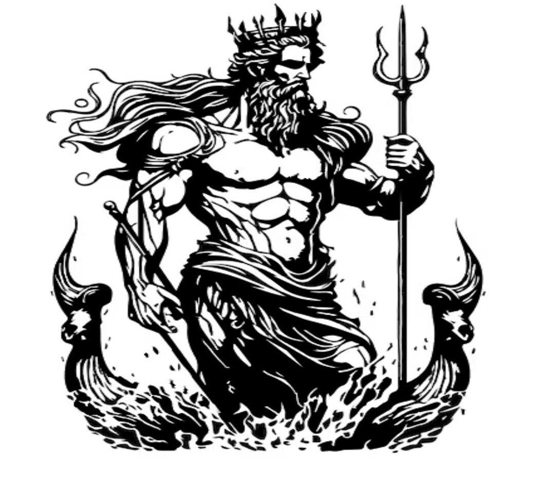 Poseidon Decal, Poseidon Sticker, Poseidon Marine Graphic, Poseidon Hood Decal, Poseidon Boat Sticker, God of the Sea, Earthquakes & Horses