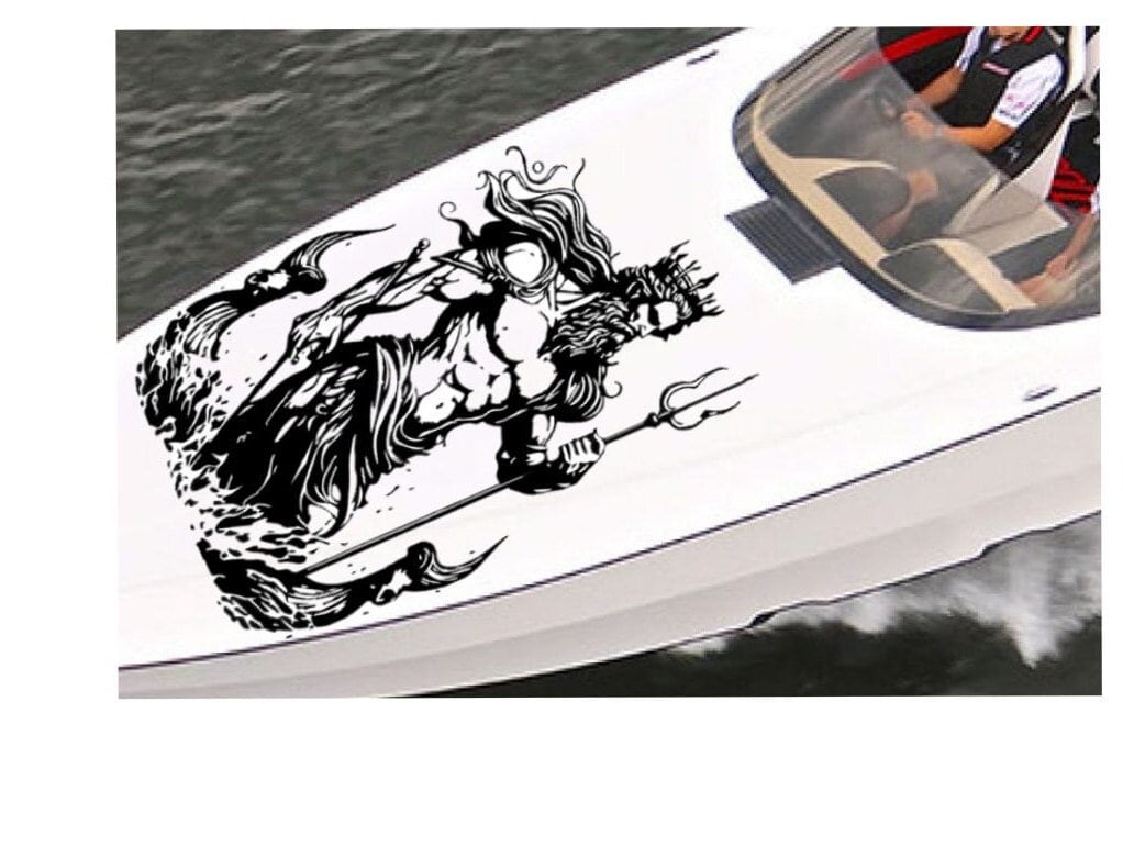 Poseidon Decal, Poseidon Sticker, Poseidon Marine Graphic, Poseidon Hood Decal, Poseidon Boat Sticker, God of the Sea, Earthquakes & Horses