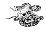 Black matte Skull with Tribal Snake hood/wall decal, 37×29 in, high‑contrast silhouette on vehicle
