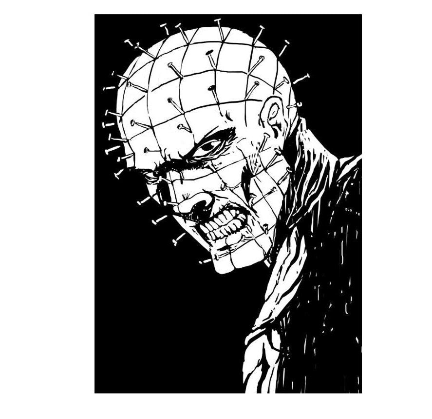 Pinhead Decal, Pinhead Sticker, Hellraiser Decal, Hellraiser Sticker, The Hell Priest, Pinhead Auto Graphic, Pinhead Hood Decal, Pinhead
