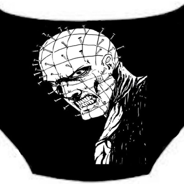 “Pinhead‑inspired horror vinyl car/wall decal, white, 24×34, die‑cut with no background on rear window”