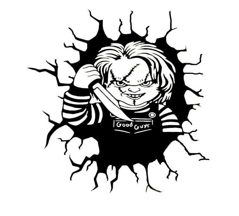 Chucky Decal, Chucky Sticker, Horror Sticker, Horror Decal, Chucky Hood Graphic, Chucky Hood Decal, Chucky Auto, Auto Graphic, Gift