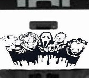 Black matte horror icons inspired decal, 36×14.4, die‑cut with no background