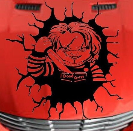Chucky Decal, Chucky Sticker, Horror Sticker, Horror Decal, Chucky Hood Graphic, Chucky Hood Decal, Chucky Auto, Auto Graphic, Gift