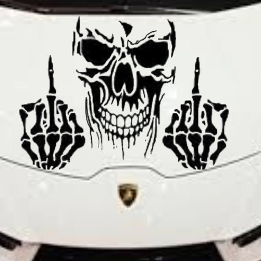 Skull with Middle Fingers Auto Accent Decal, Skulls Car Vinyl, Skull middle fingers Car Decal ,Hot Car Decal ,Car Side Decal,Car Door Decal